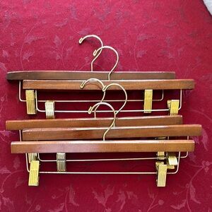 Brown and Gold Wooden Hangers, Set of 5 EUC